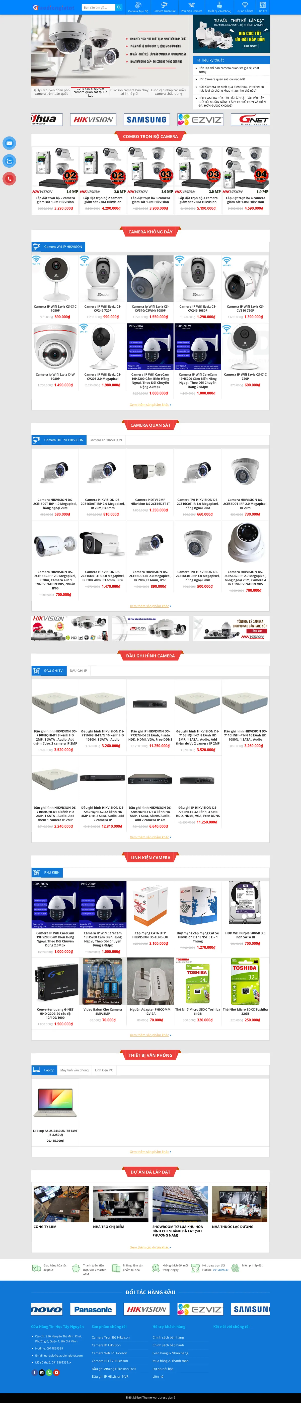 Màn hình đầu mẫu website lắp đặt camera quan sát với combo trọn bộ