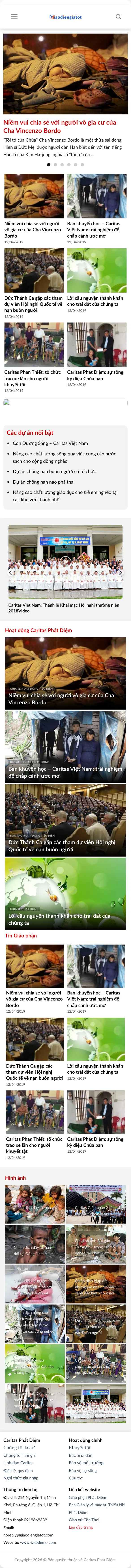 Mẫu Website Tổ Chức Bác Ái, Từ Thiện Công Giáo – CARITAS – Trang chủ trên điện thoại