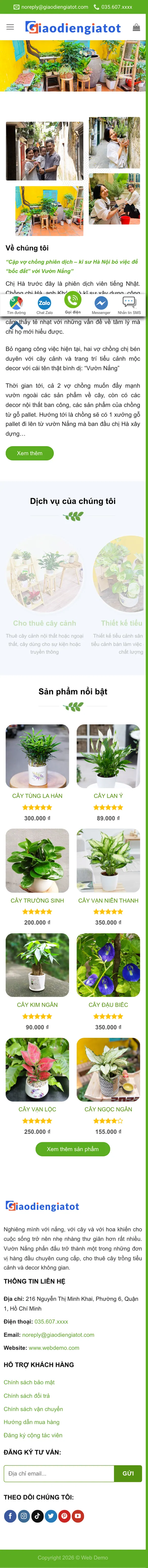 Mẫu Website Cây Cảnh Decor, Cho Thuê Cây – CAYXANH3 – Trang chủ trên điện thoại