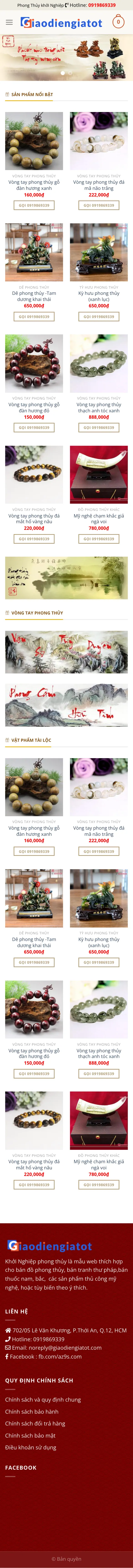Mẫu Website Vật Phẩm Phong Thủy Gọn Nhẹ – DAQUY – Trang chủ trên điện thoại