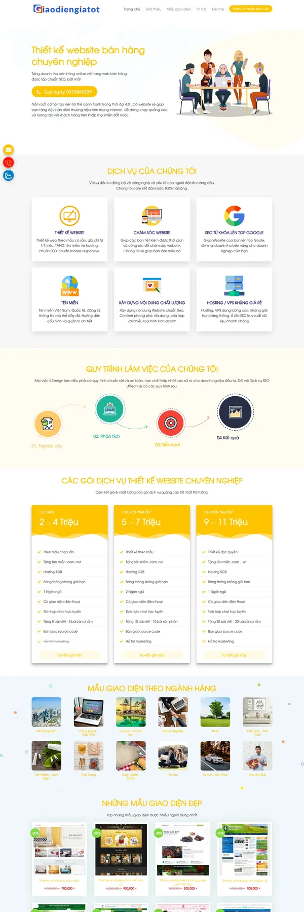 Màn hình đầu mẫu website công ty dịch vụ thiết kế website