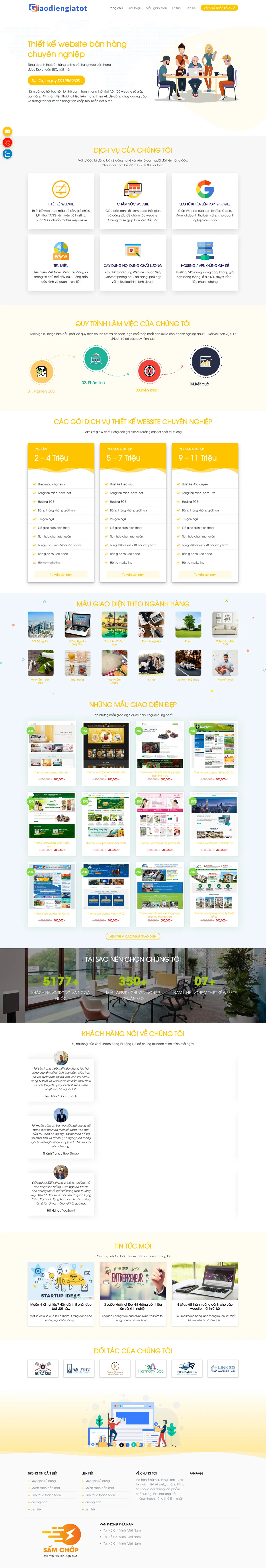 Màn hình đầu mẫu website công ty dịch vụ thiết kế website