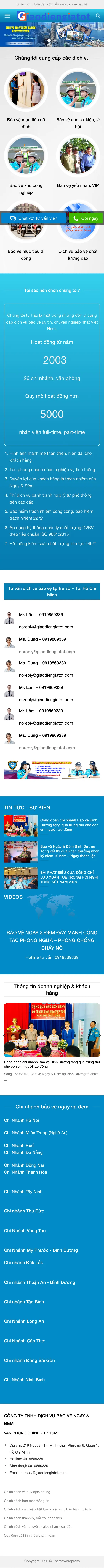 Mẫu Website Công Ty Dịch Vụ Bảo Vệ – DICHVUBAOVE – Trang chủ trên điện thoại