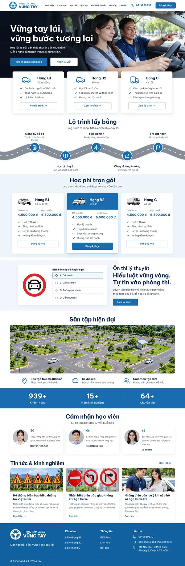 Giao Diện Độc Bản Website Trung tâm đào tạo lái xe ô tô – DB-DAYLAIXE