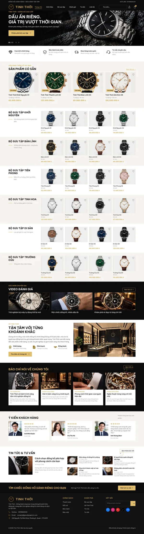 Giao Diện Độc Bản Website Đồng hồ cao cấp, bộ sưu tập chính hãng – DB-DONGHO1
