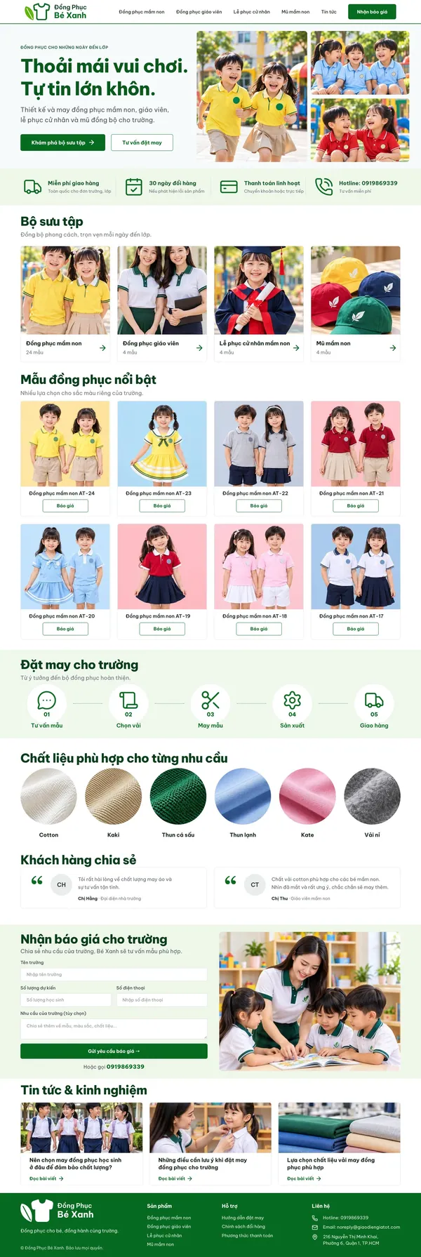 Giao Diện Độc Bản Website Đồng phục mầm non, giáo viên – DB-DONGPHUC