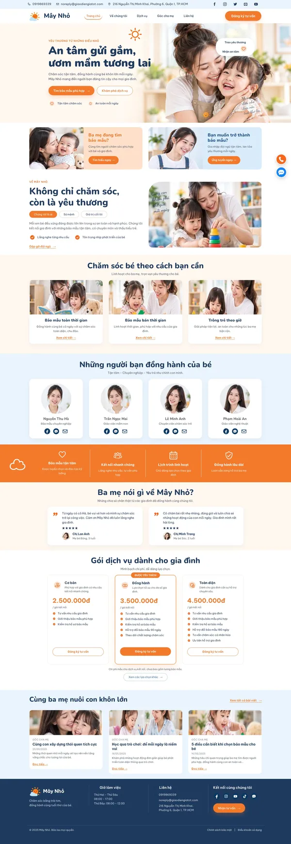 Giao Diện Độc Bản Website Dịch vụ giữ trẻ, bảo mẫu tại nhà – DB-EDU12