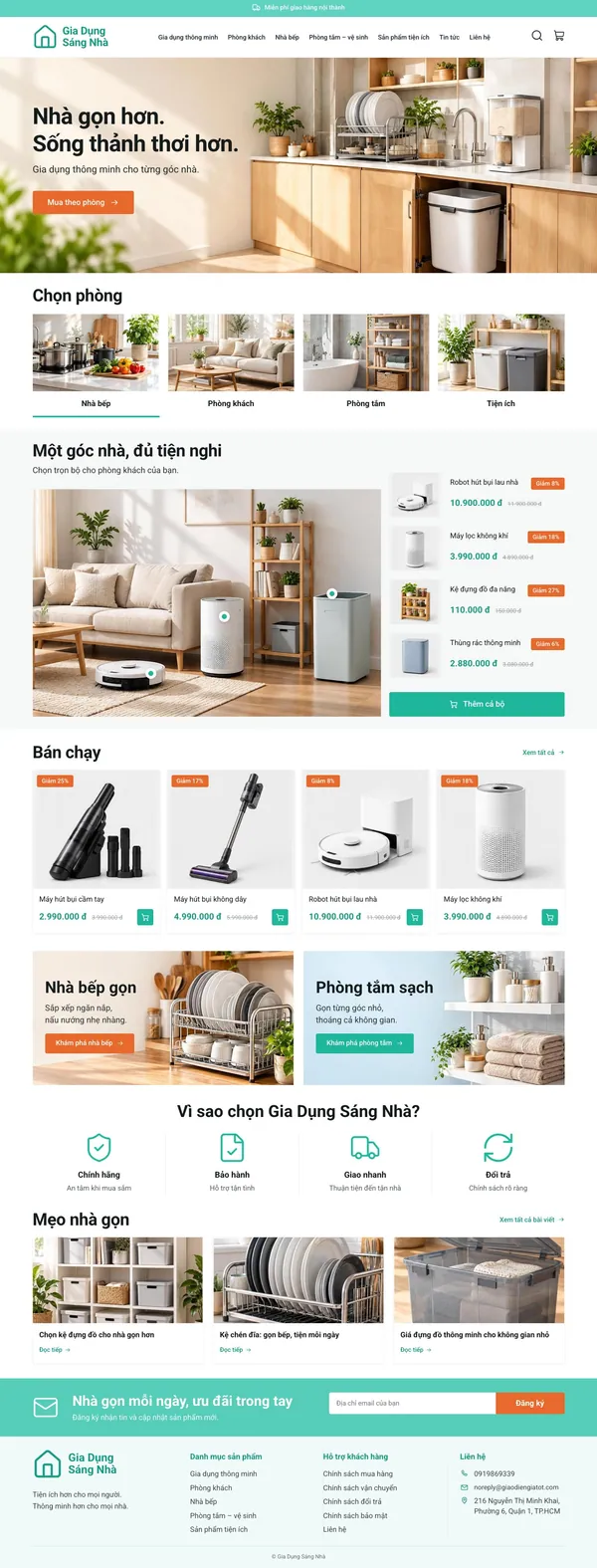 Giao Diện Độc Bản Website Đồ gia dụng thông minh cho gia đình – DB-GIADUNG1