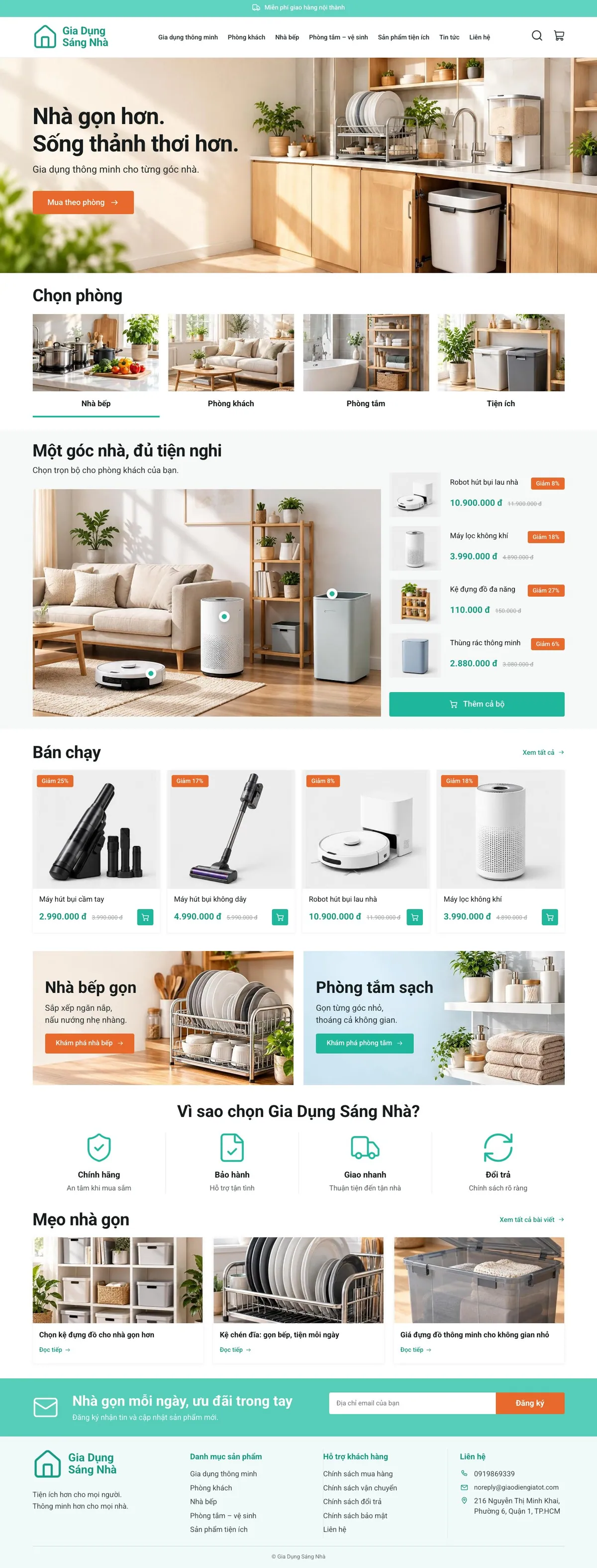 Giao Diện Độc Bản Website Đồ gia dụng thông minh cho gia đình – DB-GIADUNG1