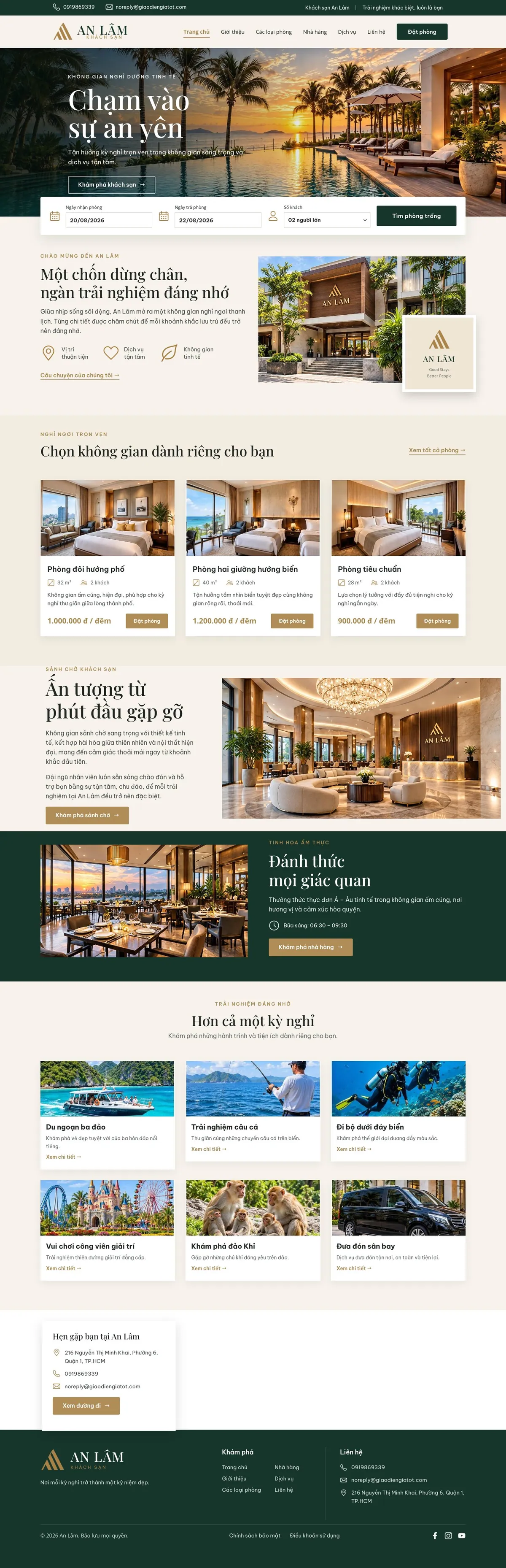 Giao Diện Độc Bản Website Khách sạn, resort nghỉ dưỡng – DB-KHACHSAN3