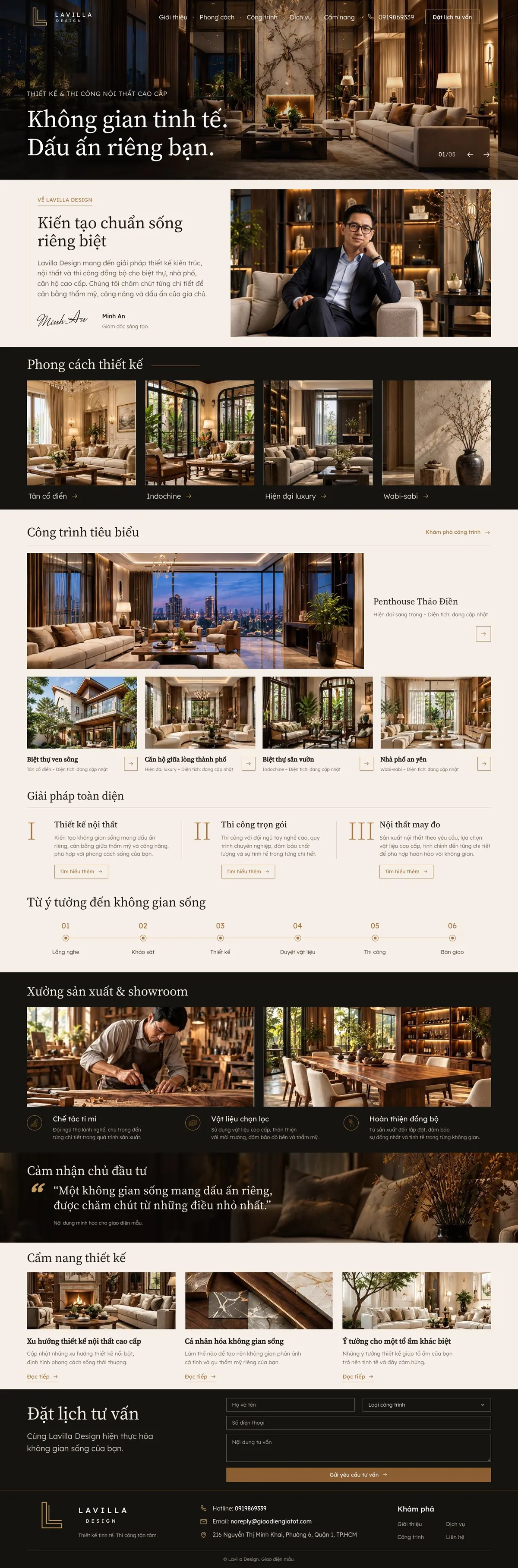 Giao Diện Độc Bản Website Thiết kế và thi công nội thất cao cấp – DB-KIENTRUC01