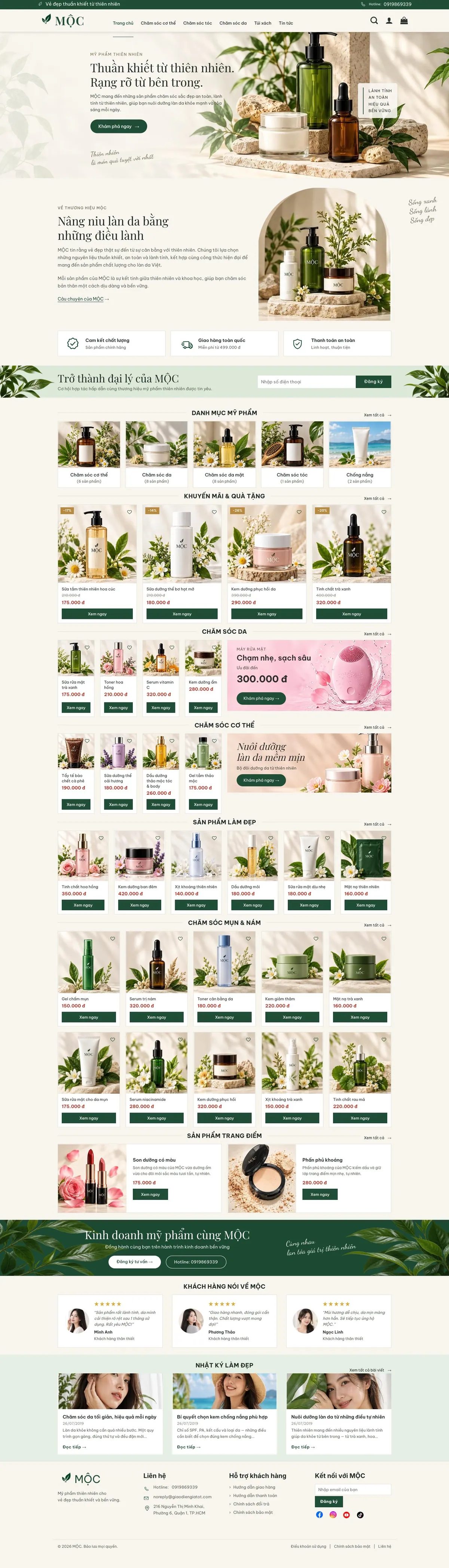 Giao Diện Độc Bản Website Mỹ phẩm thiên nhiên, tuyển đại lý – DB-MYPHAM03