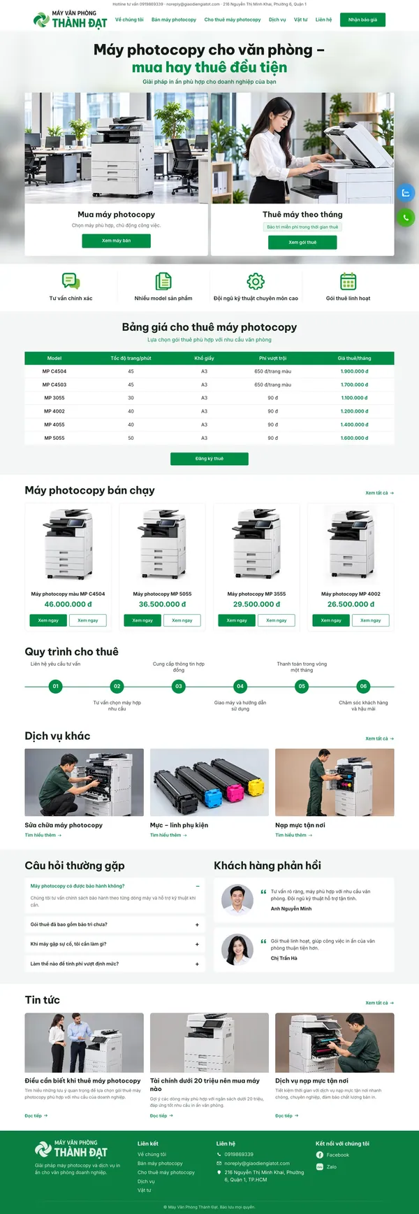 Giao Diện Độc Bản Website Bán và cho thuê máy photocopy văn phòng – DB-PHOTOCOPY