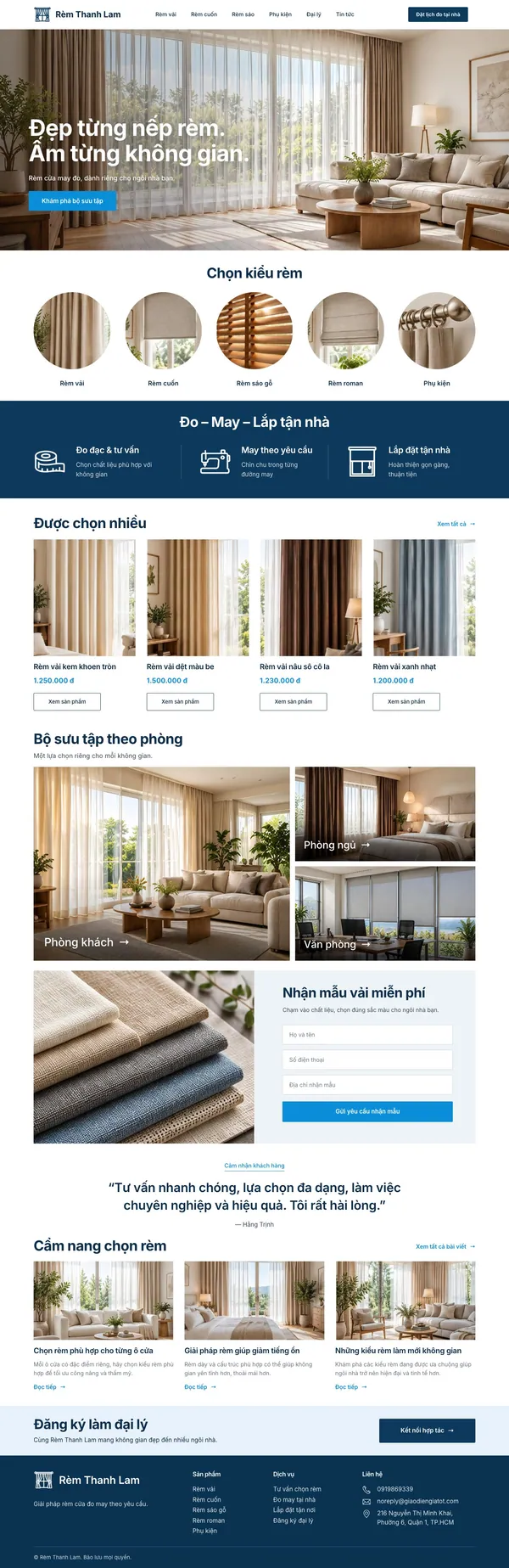 Giao Diện Độc Bản Website Rèm cửa may đo, lắp đặt tận nhà – DB-REMCUA