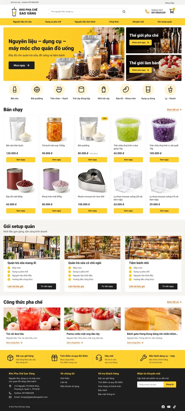 Giao Diện Độc Bản Website Nguyên liệu, dụng cụ pha chế cho quán – DB-SHOPNGUYENLIEU