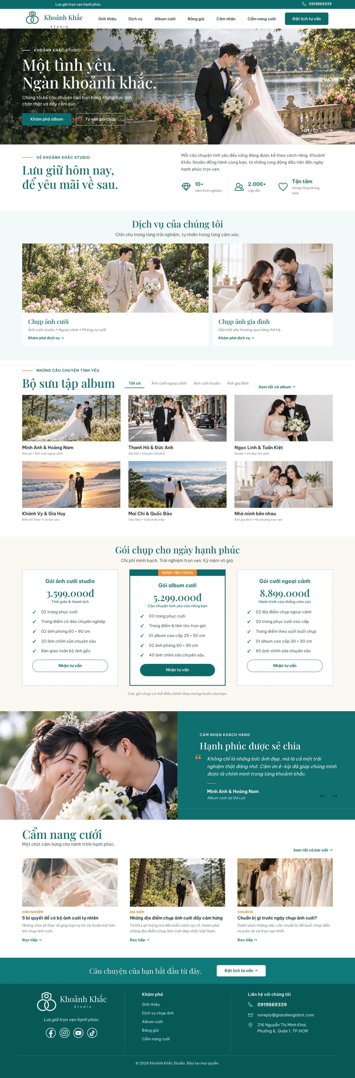 Giao Diện Độc Bản Website Studio ảnh cưới, chụp ảnh ngoại cảnh – DB-STUDIO2