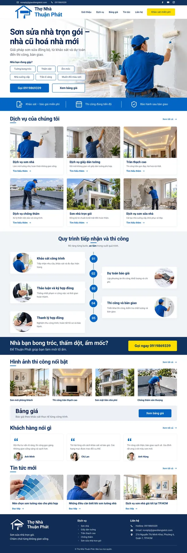 Giao Diện Độc Bản Website Sơn sửa nhà trọn gói, cải tạo nhà cũ – DB-SUANHA