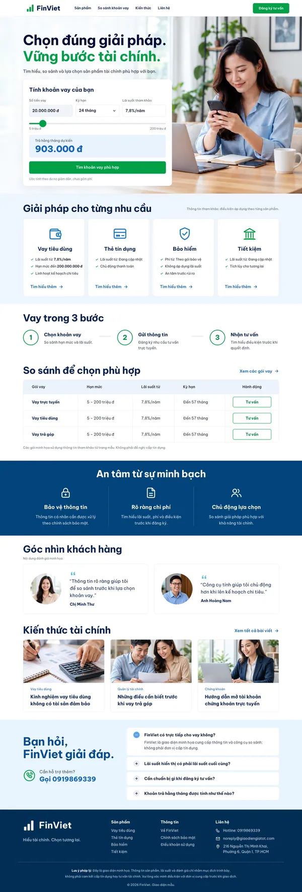 Giao Diện Độc Bản Website Tư vấn tài chính, so sánh khoản vay – DB-TAICHINH1
