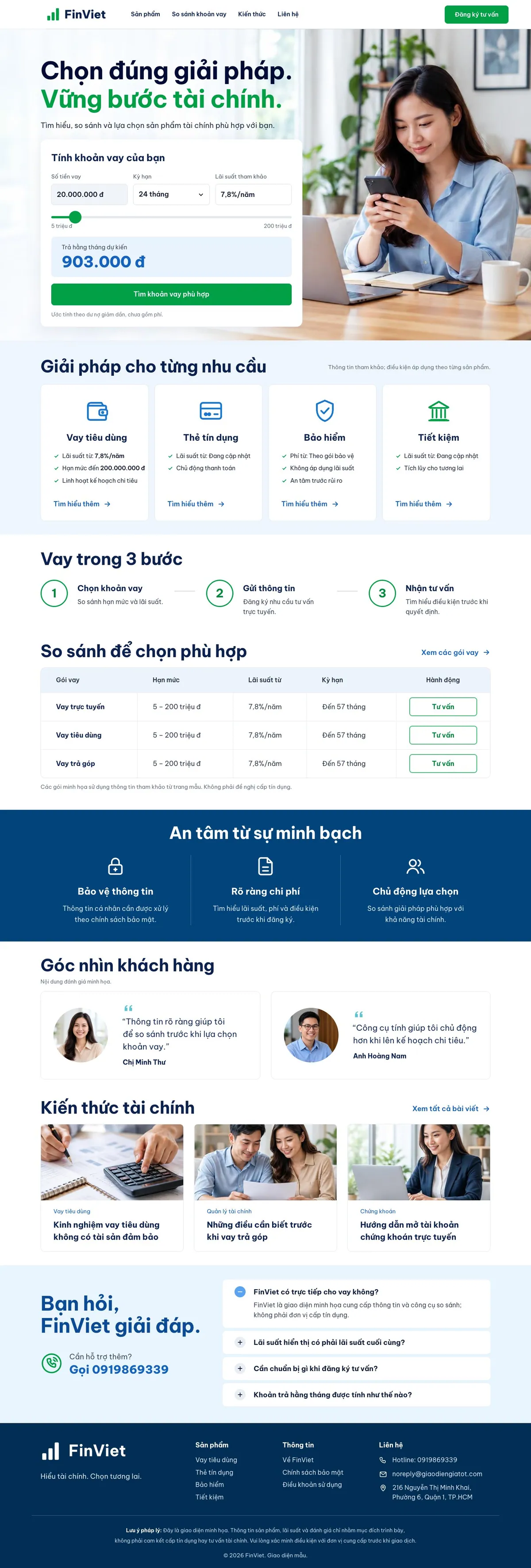 Giao Diện Độc Bản Website Tư vấn tài chính, so sánh khoản vay – DB-TAICHINH1