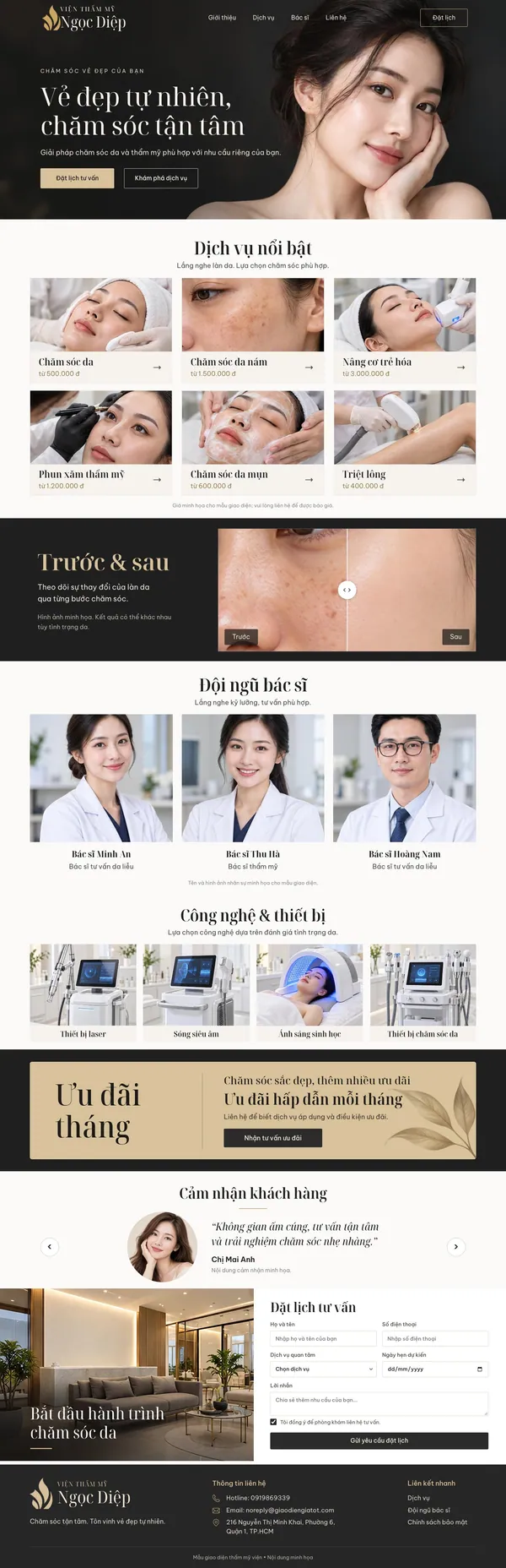 Giao Diện Độc Bản Website Thẩm mỹ viện, chăm sóc da – DB-THAMMYVIEN