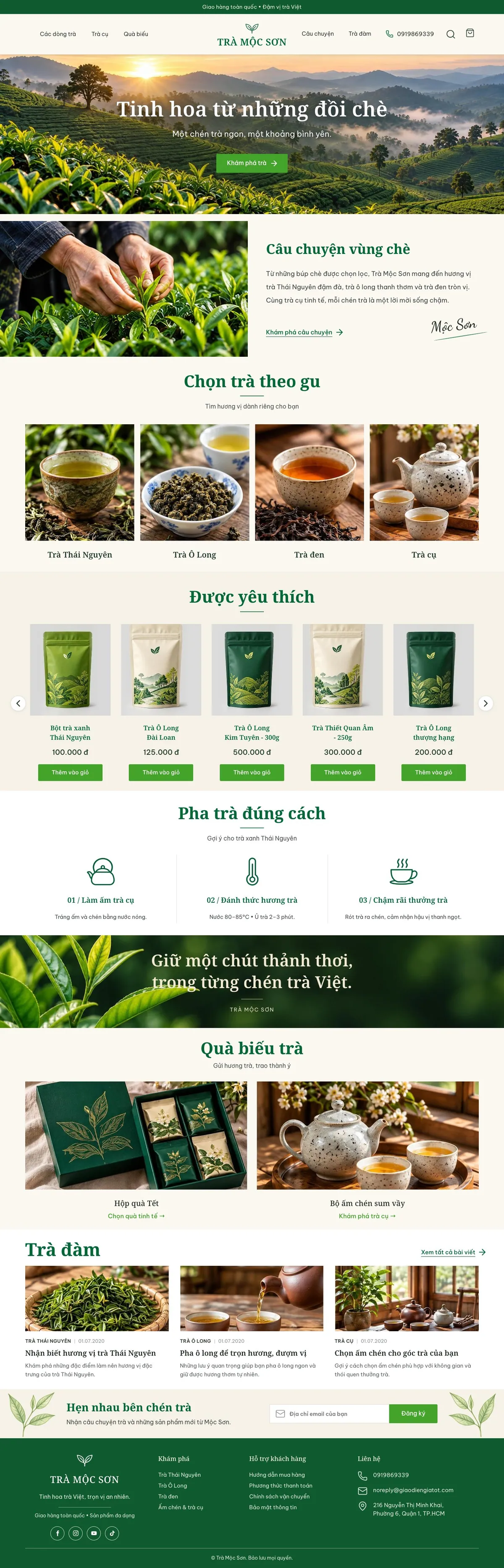 Giao Diện Độc Bản Website Trà đặc sản, quà biếu trà – DB-TRAXANH