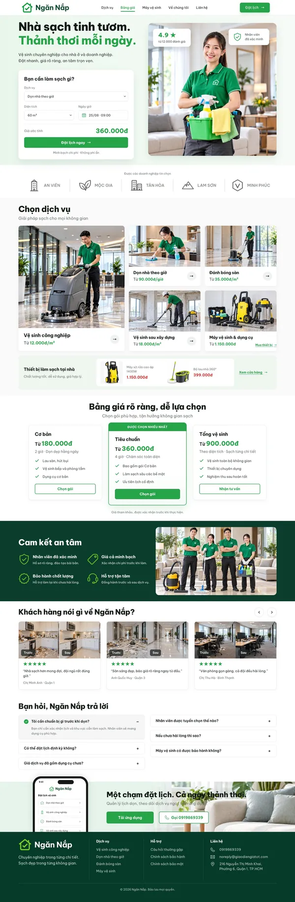 Giao Diện Độc Bản Website Dịch vụ vệ sinh nhà ở, công nghiệp – DB-VESINH3