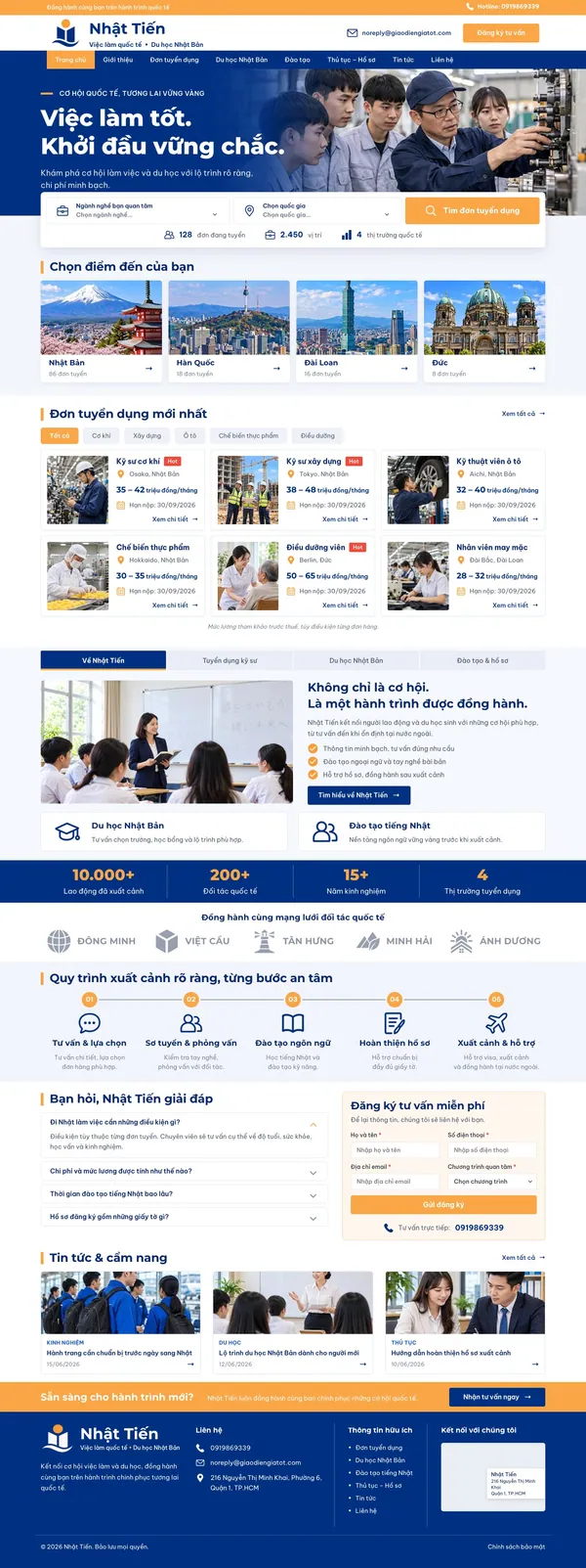 Giao Diện Độc Bản Website Xuất khẩu lao động, du học Nhật Bản – DB-XKLD2