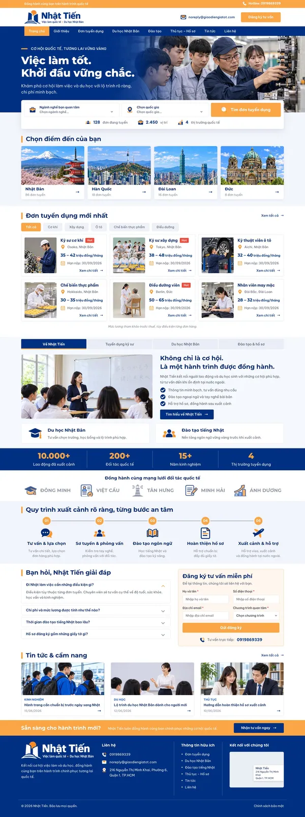 Giao Diện Độc Bản Website Xuất khẩu lao động, du học Nhật Bản – DB-XKLD2
