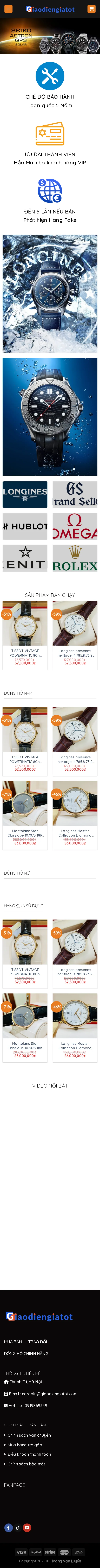 Mẫu Website Đồng Hồ Chính Hãng & Đồng Hồ Cũ – DONGHO3 – Trang chủ trên điện thoại