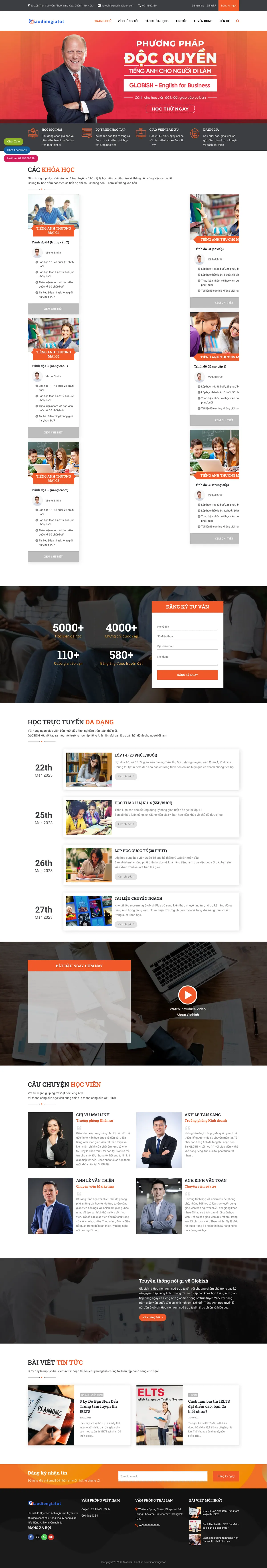 Mẫu Website Học Tiếng Anh Online 1-1 Cho Người Đi Làm – EDU9