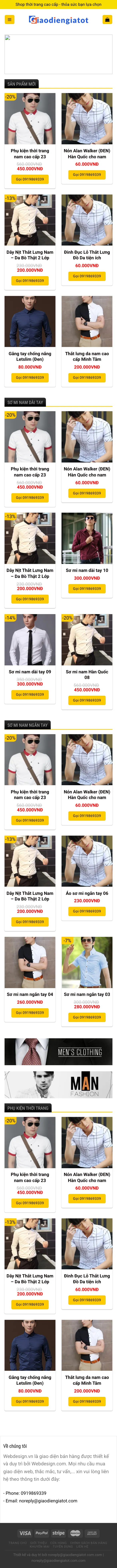 Mẫu Website Shop Thời Trang Nam Công Sở – FASHION2 – Trang chủ trên điện thoại