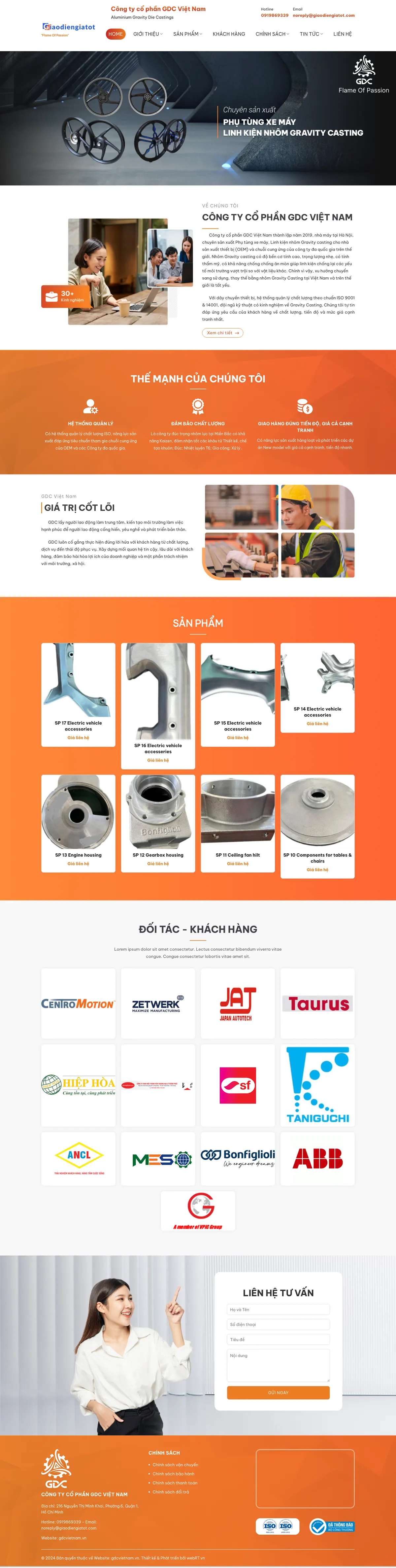 Mẫu Website Nhà Máy Đúc Nhôm, Linh Kiện Phụ Tùng – GDCVIETNAM