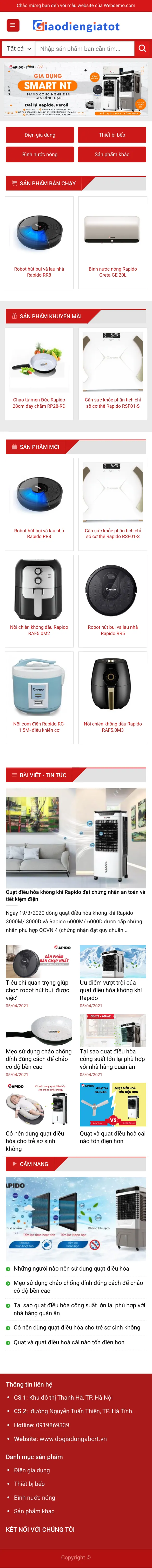 Mẫu Website Điện Gia Dụng & Thiết Bị Bếp – GIADUNG – Trang chủ trên điện thoại