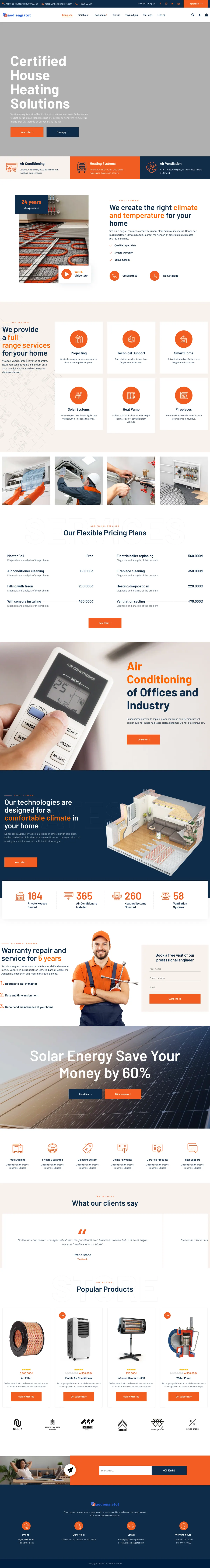 Mẫu Website Lắp Đặt Điều Hòa, Sưởi & Thông Gió – GIOITHIEU4