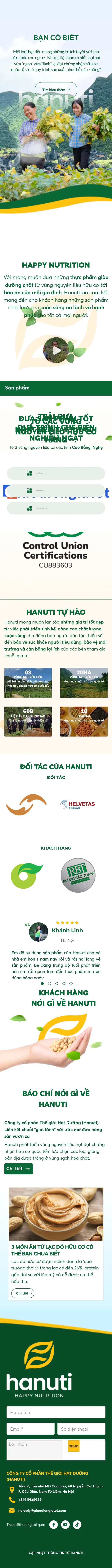 Mẫu Website Thương Hiệu Hạt Đậu Hữu Cơ – HATDINHDUONG – Trang chủ trên điện thoại
