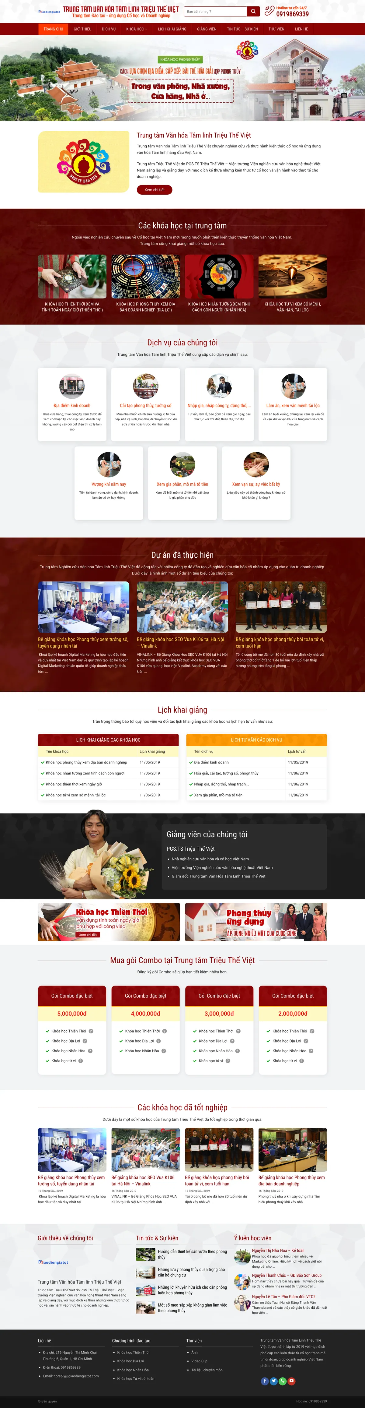 Mẫu Website Trung Tâm Dạy Phong Thủy, Tử Vi – HOCPHONGTHUY