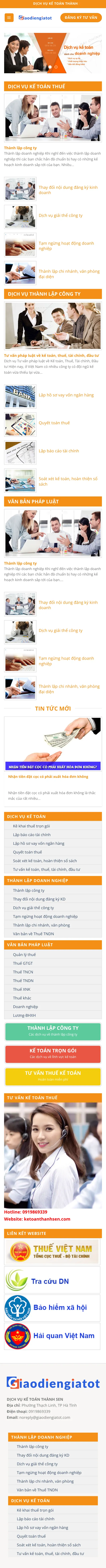 Mẫu Website Dịch Vụ Kế Toán Thuế, Thành Lập Công Ty – KETOAN – Trang chủ trên điện thoại