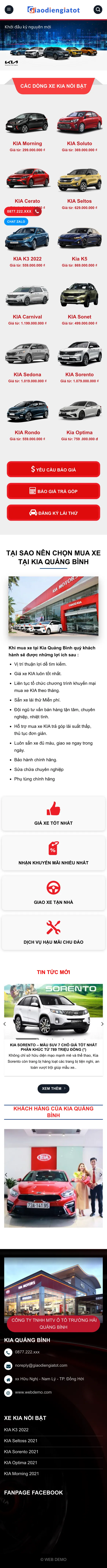 Mẫu Website Đại Lý Ô Tô Tỉnh Có Ảnh Giao Xe – KIA1 – Trang chủ trên điện thoại