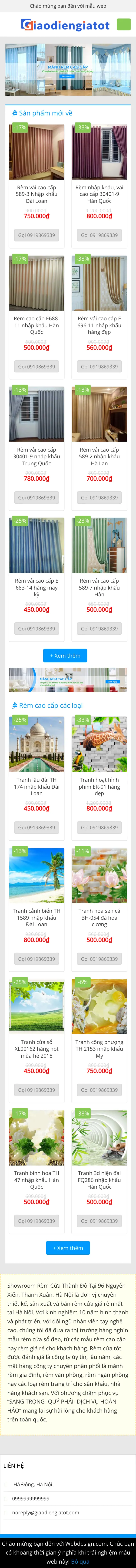 Mẫu Website Rèm Cửa, Giấy Dán Tường & Thảm – MANHREM – Trang chủ trên điện thoại