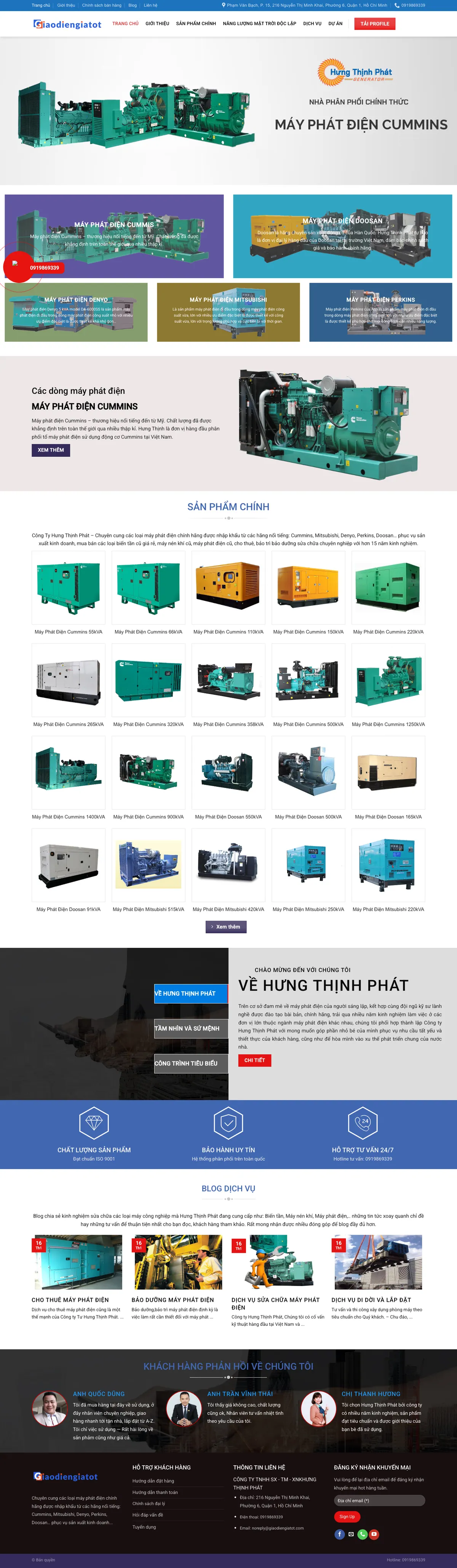 Mẫu Website Máy Phát Điện Công Nghiệp & Cho Thuê – MAYPHATDIEN