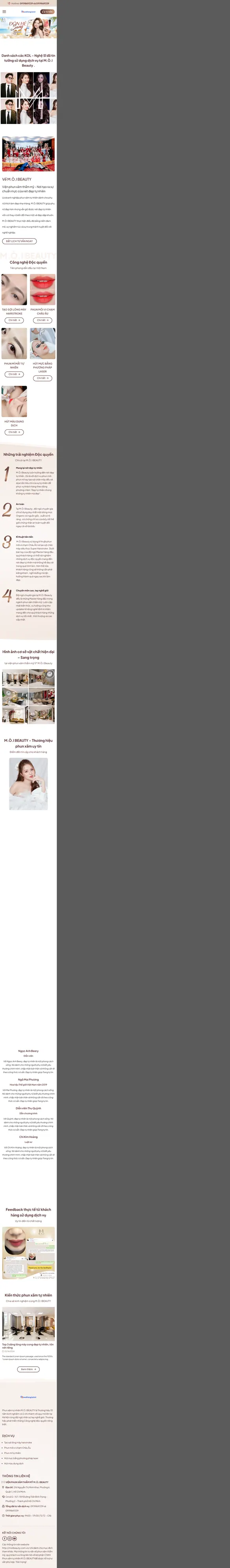 Mẫu Website Viện Phun Xăm Thẩm Mỹ Tự Nhiên – MOIBEAUTY – Trang chủ trên điện thoại
