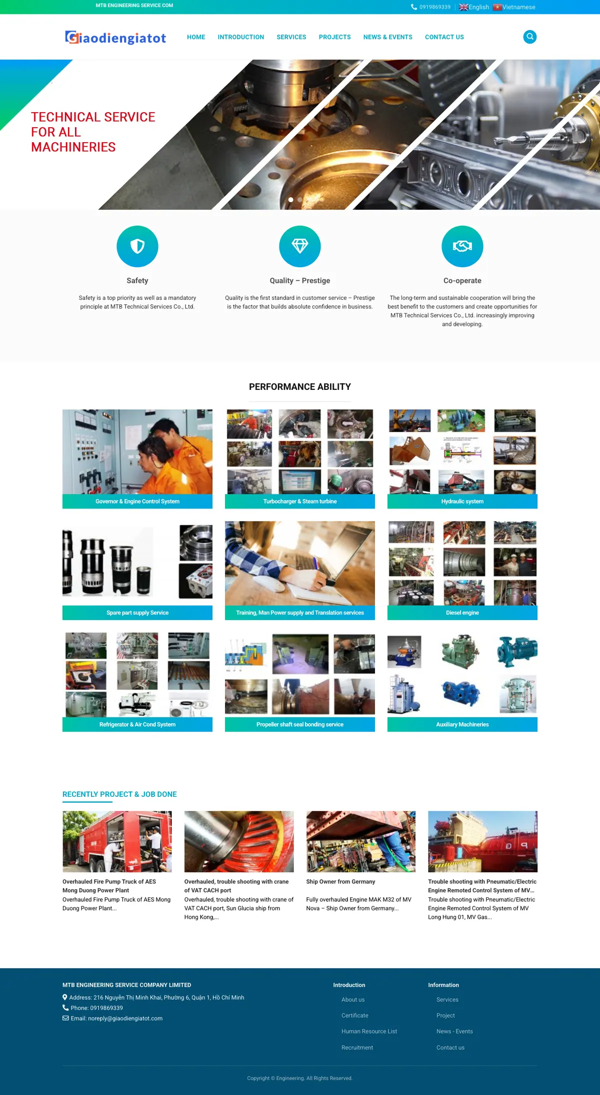 Mẫu Website Dịch Vụ Kỹ Thuật Máy Tàu Thủy – MTB
