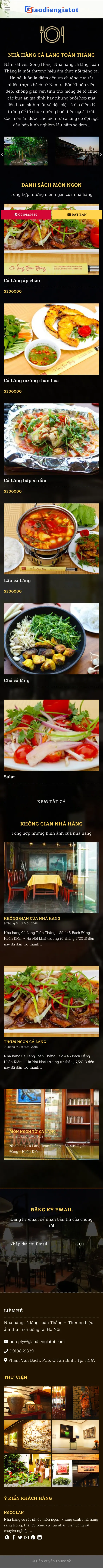 Mẫu Website Nhà Hàng Cá Lăng Tông Tối, Đặt Bàn – NHAHANG2 – Trang chủ trên điện thoại