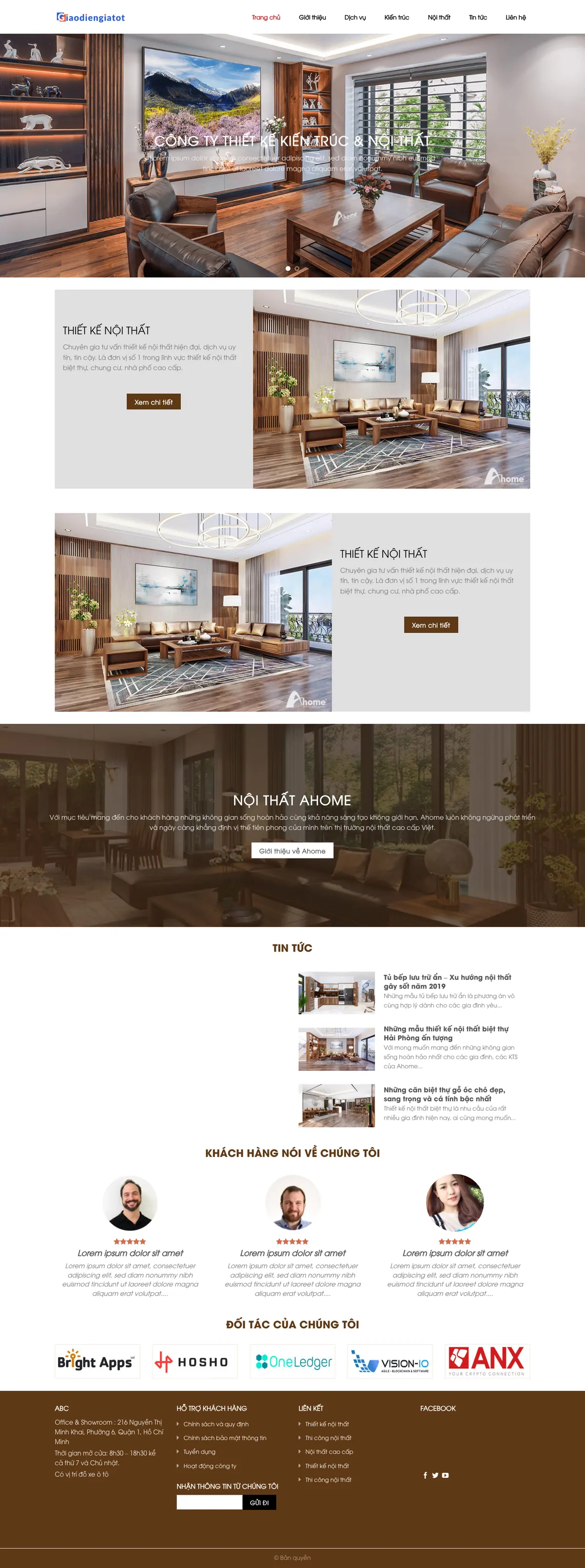 Mẫu Website Thiết Kế Nội Thất Tông Nâu Gỗ – NOITHAT12