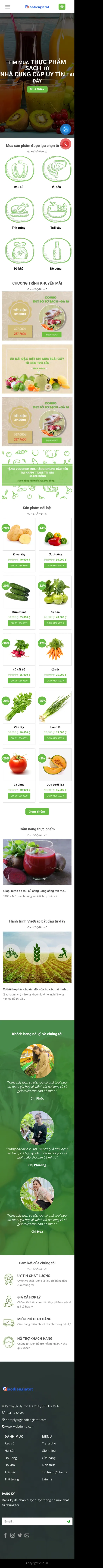 Mẫu Website Hợp Tác Xã Rau Củ Quả VietGAP – NONGSAN3 – Trang chủ trên điện thoại