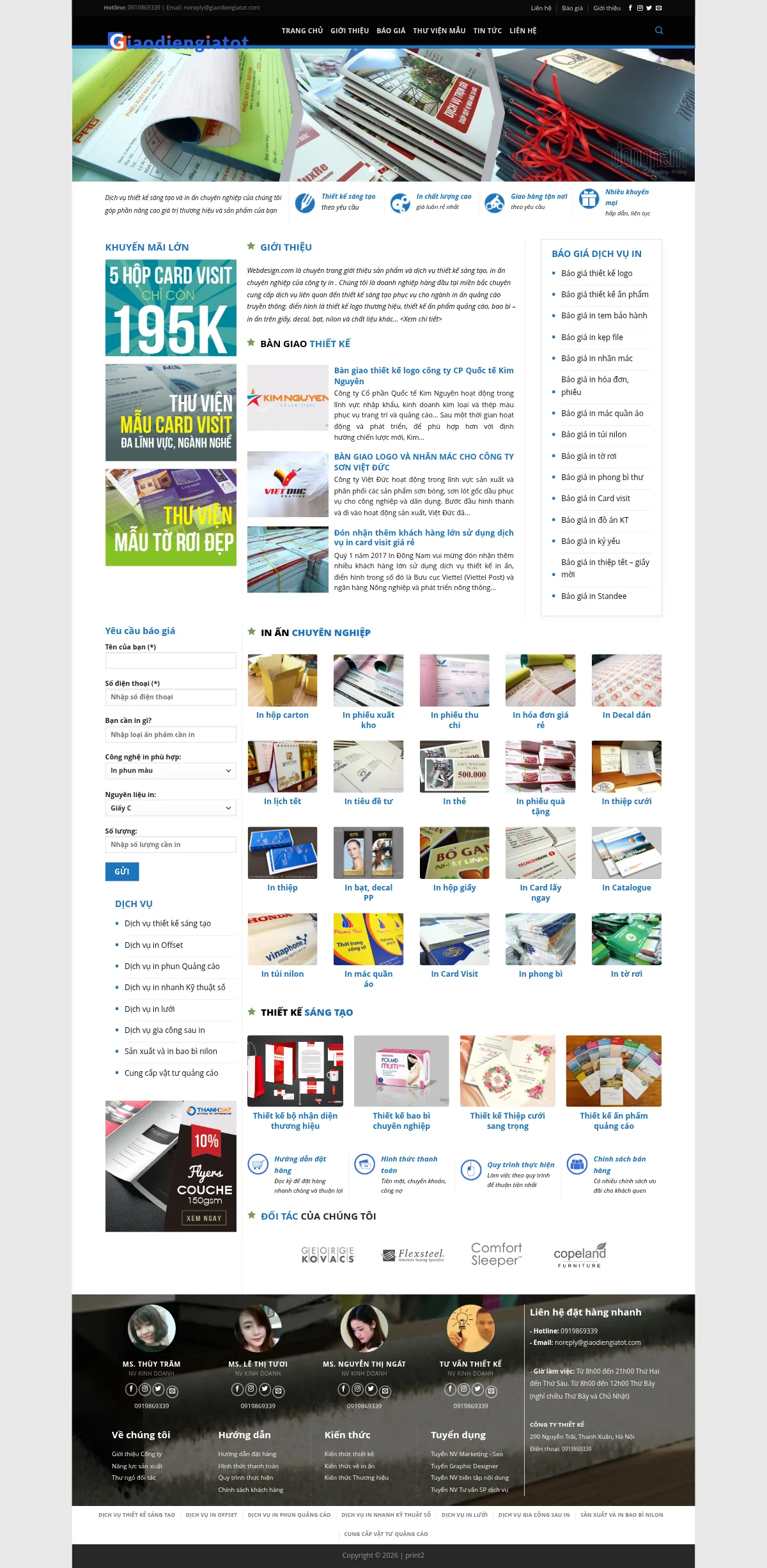 Mẫu Website Thiết Kế In Ấn Kèm Form Báo Giá – PRINT2