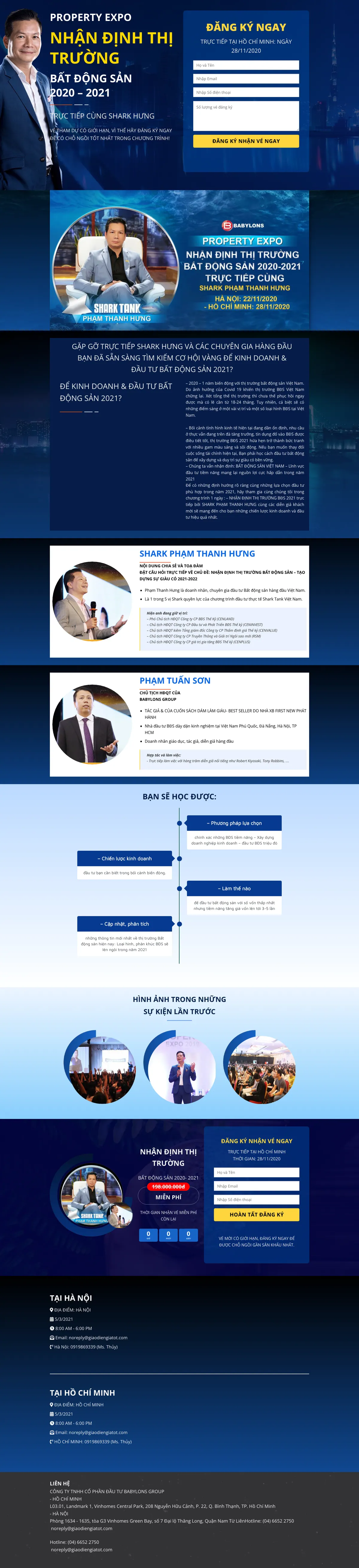 Mẫu Website Landing Page Hội Thảo Bất Động Sản – SHARKHUNG