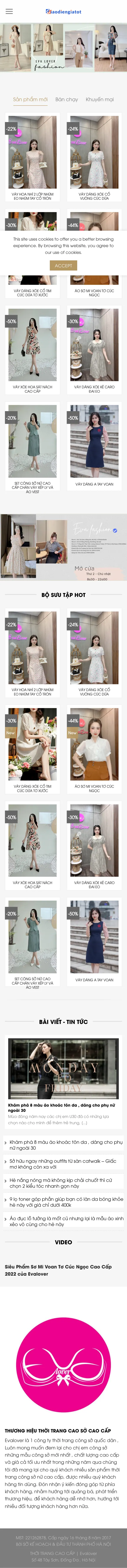 Mẫu Website Thời Trang Nữ Công Sở, Váy Đầm – SHOPEVA – Trang chủ trên điện thoại