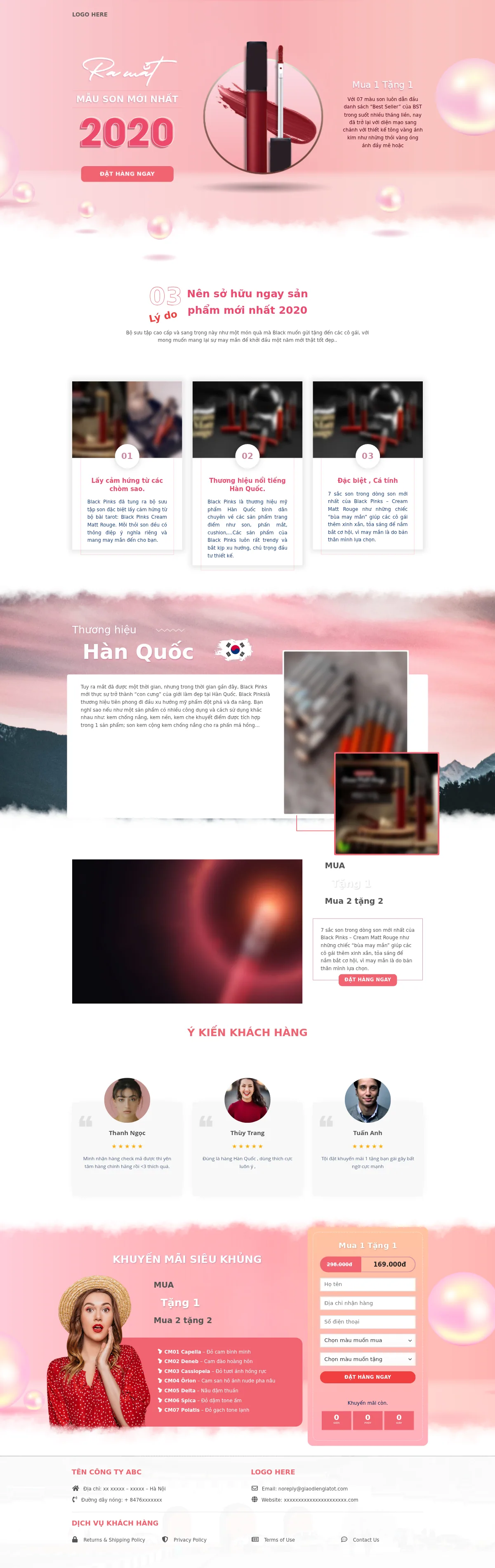 Mẫu Website Landing Page Bán Son Môi Tông Hồng – SON