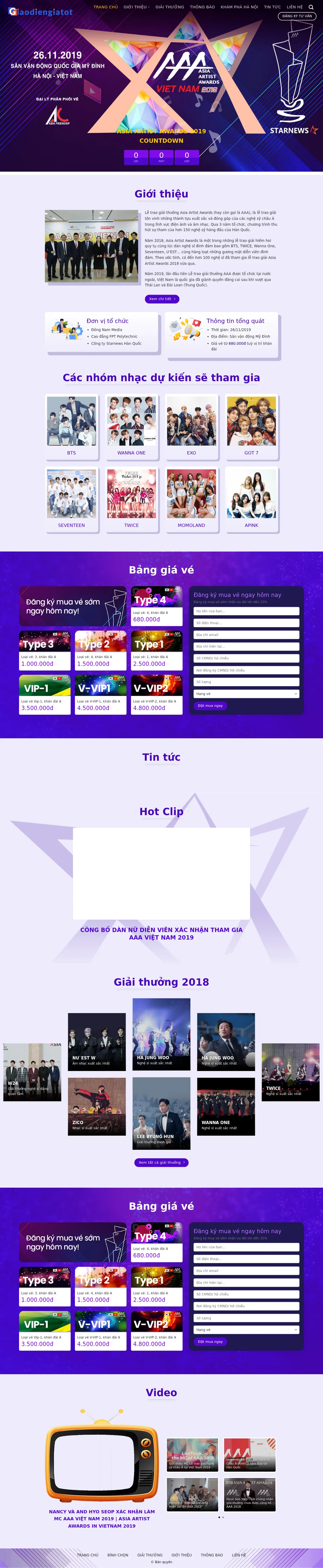 Mẫu Website Sự Kiện Âm Nhạc, Đăng Ký Mua Vé – SUKIEN